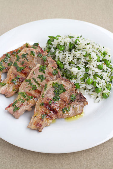 foto ricetta Riso basmati con piselli e costolette d'agnello alle erbe 