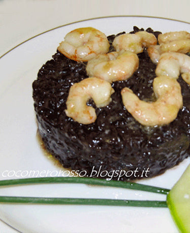 Arroz negro con gambas y brandy 