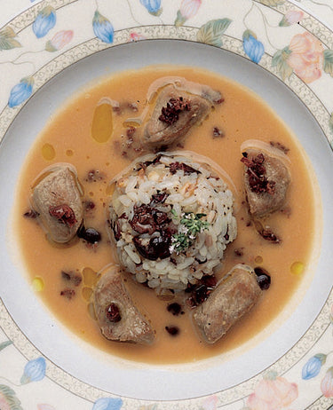 foto ricetta Riso con crema di borlotti e con rosette d'agnello 