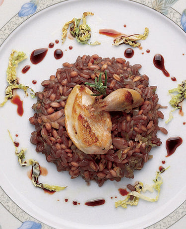 foto ricetta Riso e verza al vino rosso con quaglie 