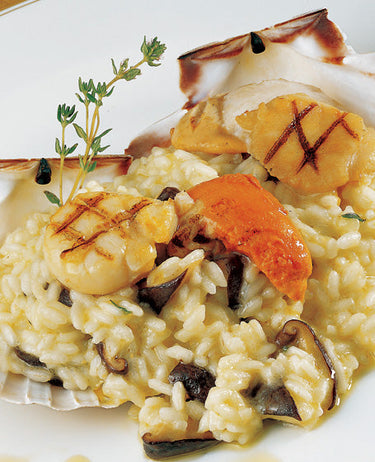 foto ricetta Riso con funghi e capesante alla griglia 