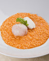 foto ricetta Riso con pomodoro, scampi crudi e mousse di pecorino 