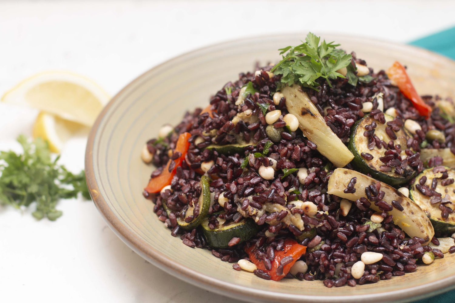 BLACK RICE TABOULEH WITH GRILLED VEGETABLES 