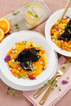 Kürbis-Orangen-Risotto mit geschmortem Rotkraut und Haselnüssen 