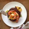 ARROZ ROJO CON GAMBAS, PIÑA Y PIMENTÓN 